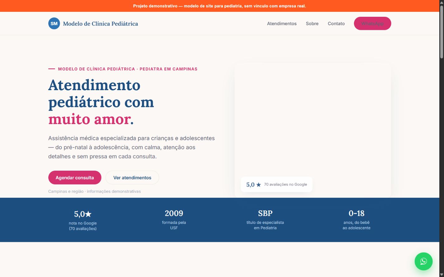 Prévia de Modelo para Clínica Pediátrica